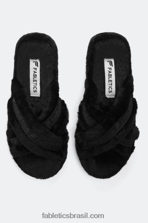 Fabletics preto 420HR2955 chinelo cruzado mulheres