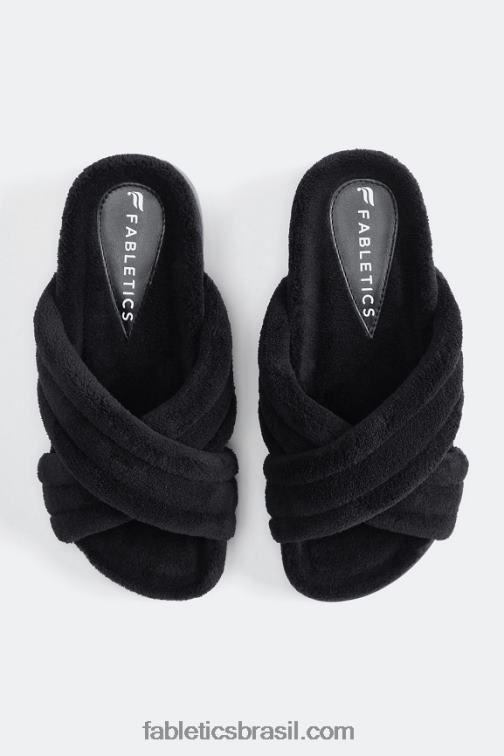 Fabletics preto 420HR2960 slide cruzado terry criss mulheres
