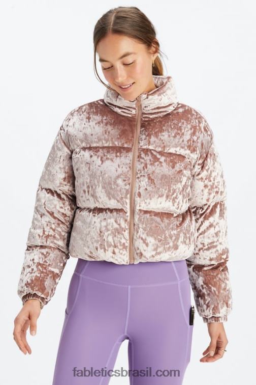 Fabletics Urso de pelúcia 420HR2785 jaqueta puffer cropped de veludo Wander mulheres