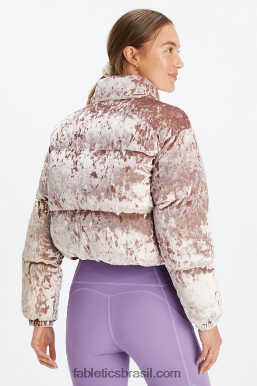 Fabletics Urso de pelúcia 420HR2785 jaqueta puffer cropped de veludo Wander mulheres