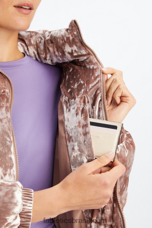 Fabletics Urso de pelúcia 420HR2785 jaqueta puffer cropped de veludo Wander mulheres