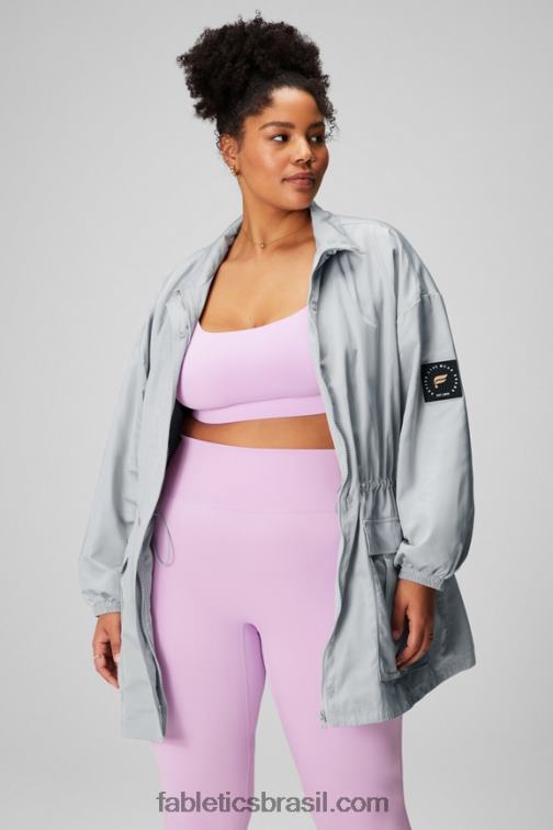 Fabletics cinza mineral/branco clássico 420HR2765 parka utilitária mulheres