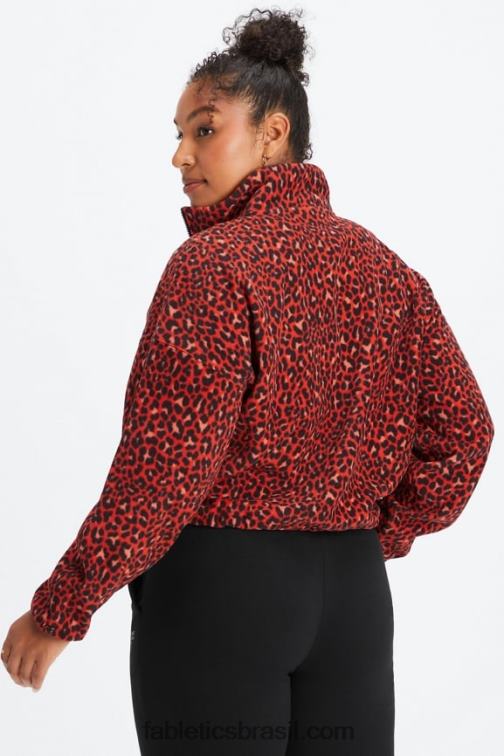 Fabletics elétrico cereja clássico leopardo/preto 420HR2779 rayne polar polar com zíper mulheres
