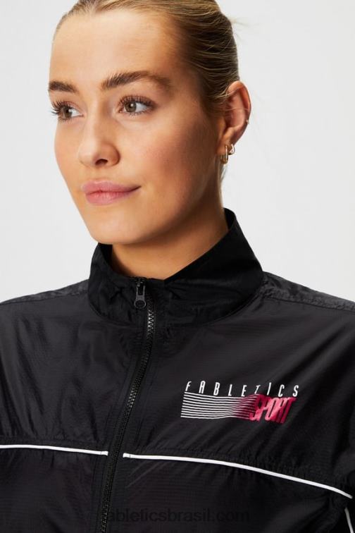 Fabletics esporte preto/ombre 420HR2758 jaqueta de tecido payton mulheres