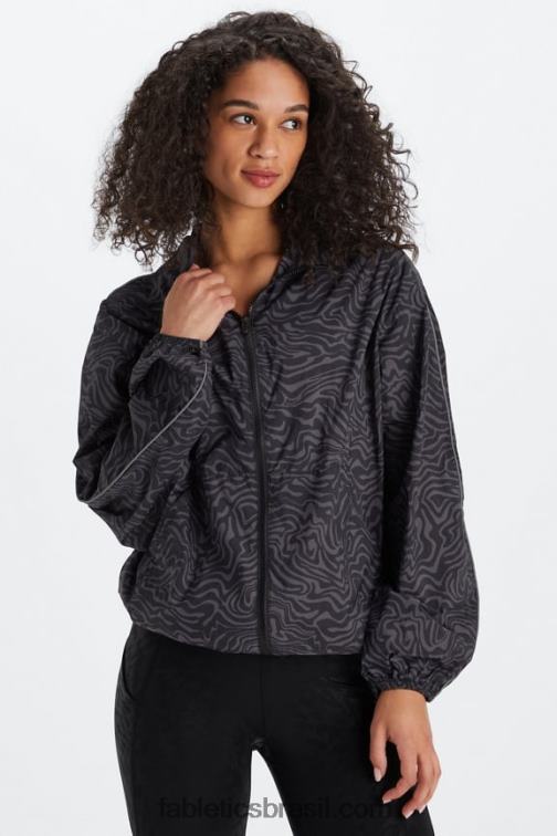 Fabletics estanho mármore zebra/prata reflexiva 420HR2742 blusão peso mosca superdimensionado mulheres