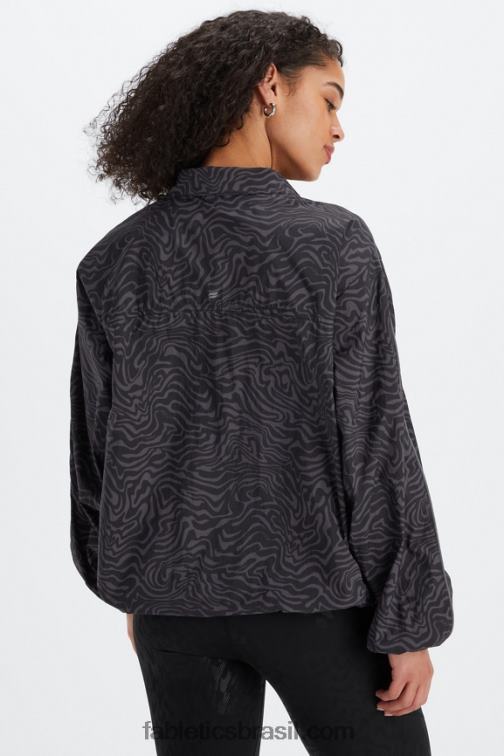 Fabletics estanho mármore zebra/prata reflexiva 420HR2742 blusão peso mosca superdimensionado mulheres