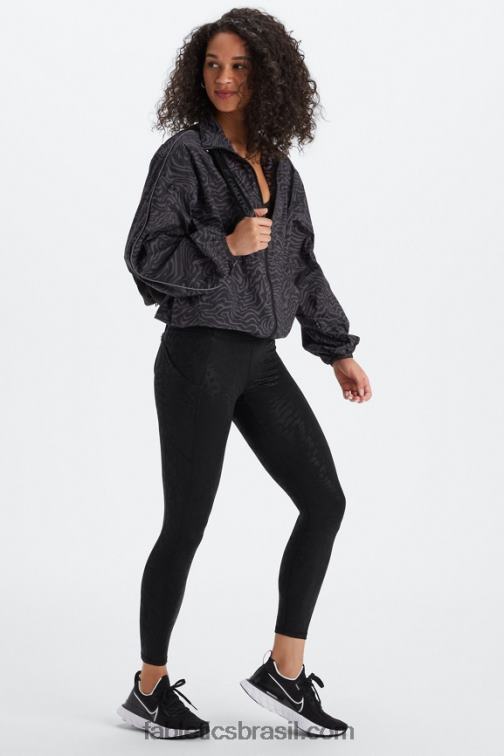 Fabletics estanho mármore zebra/prata reflexiva 420HR2742 blusão peso mosca superdimensionado mulheres