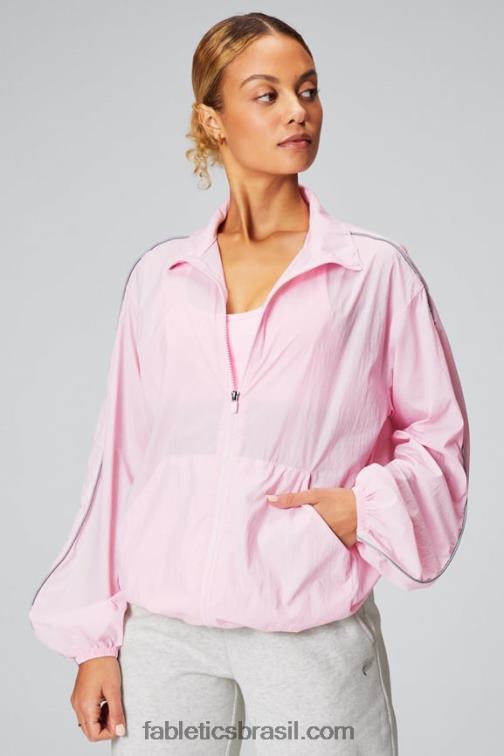 Fabletics lindo rosa/prata reflexivo 420HR2743 blusão peso mosca superdimensionado mulheres
