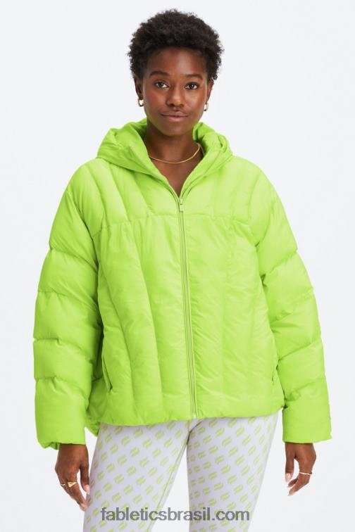Fabletics logotipo de limonada/cinza mineral/garça 420HR2782 baiacu com capuz acolchoado mulheres
