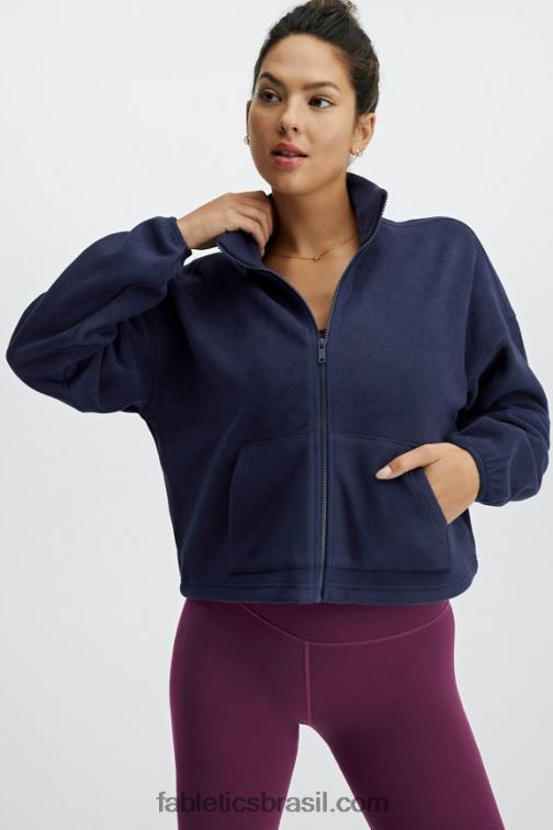 Fabletics marinha profunda 420HR2780 casaco de lã polar rayne com zíper mulheres