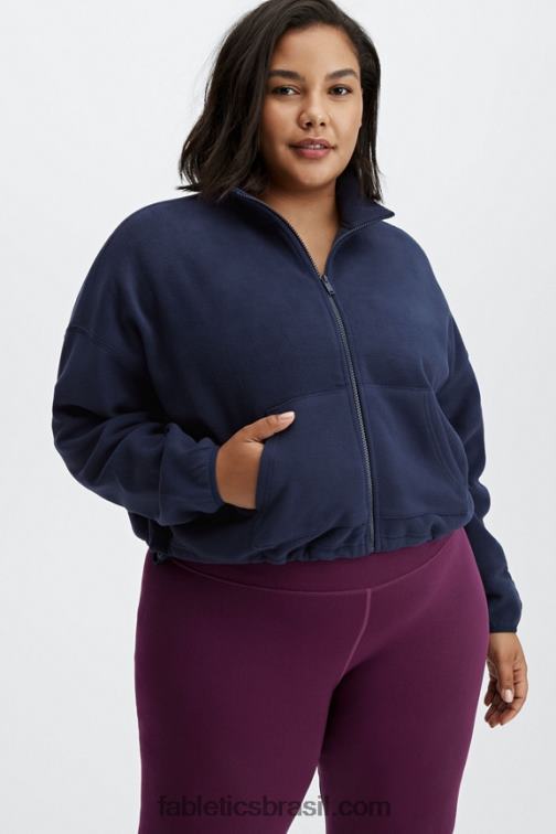 Fabletics marinha profunda 420HR2781 casaco de lã polar rayne com zíper mulheres