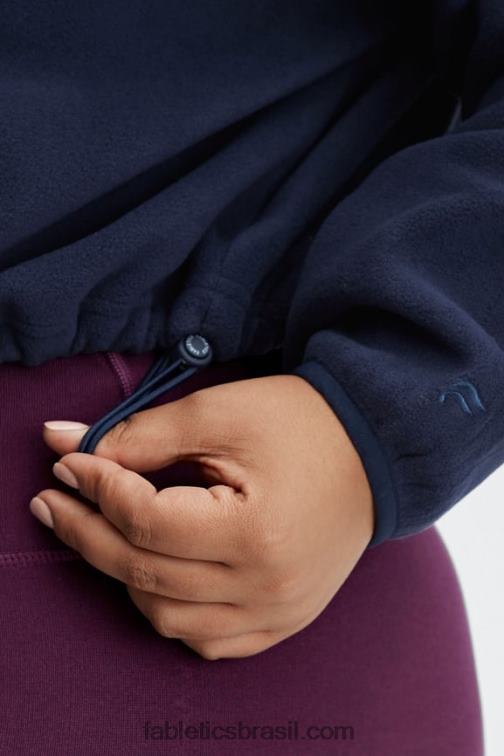 Fabletics marinha profunda 420HR2781 casaco de lã polar rayne com zíper mulheres