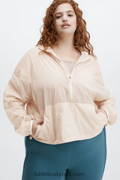 Fabletics névoa cinza 420HR2687 jaqueta meio zíper cortada em cinza mulheres
