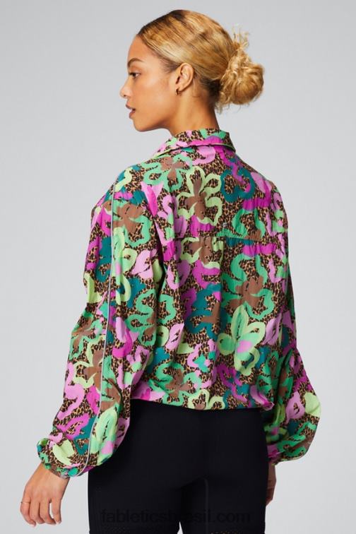 Fabletics oásis tropical/prata reflexiva 420HR2741 blusão peso mosca superdimensionado mulheres