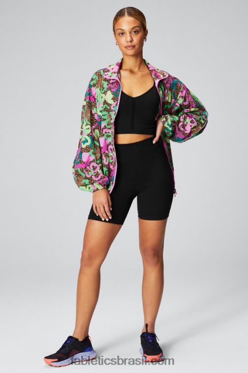 Fabletics oásis tropical/prata reflexiva 420HR2741 blusão peso mosca superdimensionado mulheres