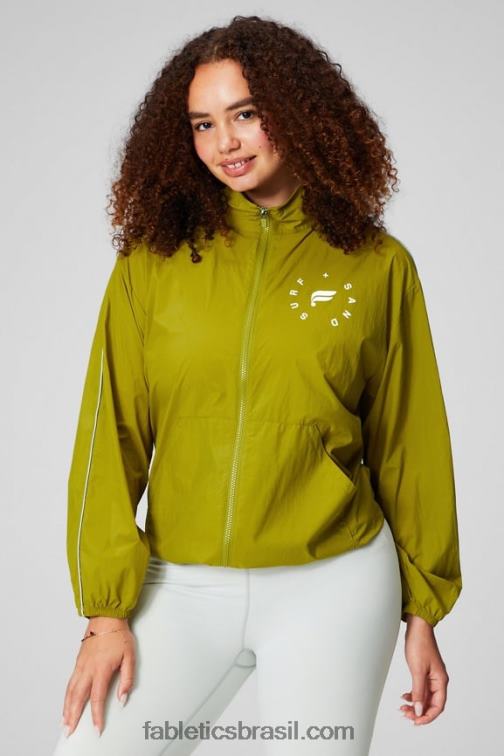 Fabletics olival/prata reflexiva/gráfico 420HR2735 blusão peso mosca superdimensionado mulheres