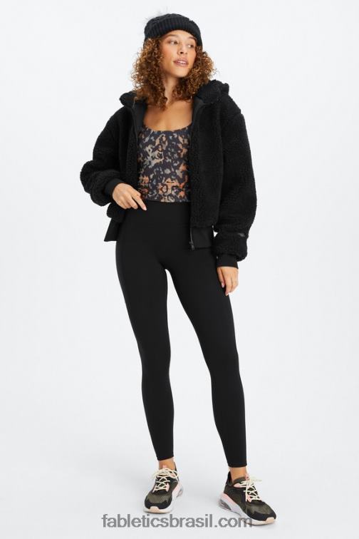 Fabletics preto 420HR2789 jaqueta de pelúcia cume mulheres