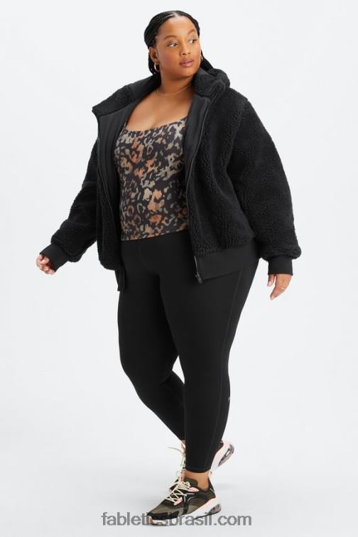 Fabletics preto 420HR2790 jaqueta de pelúcia cume mulheres