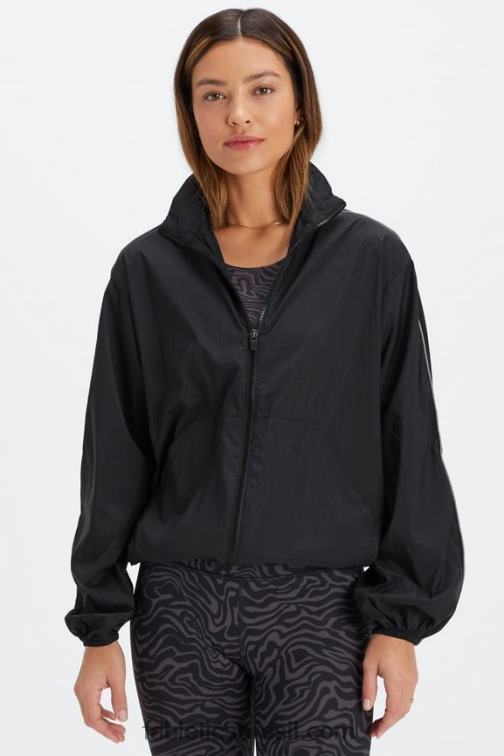 Fabletics preto/prata reflexivo 420HR2740 blusão peso mosca superdimensionado mulheres