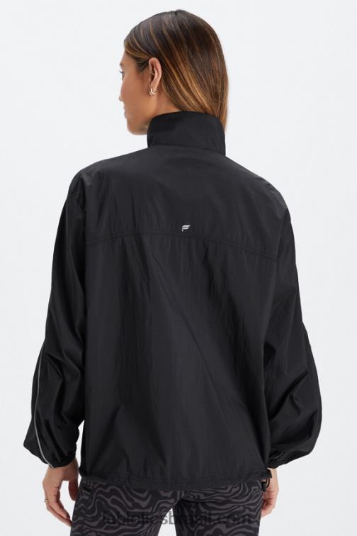Fabletics preto/prata reflexivo 420HR2740 blusão peso mosca superdimensionado mulheres