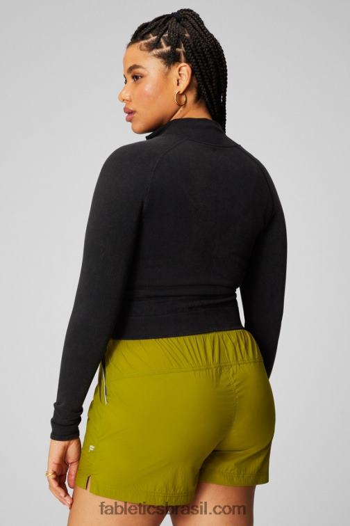 Fabletics preto vintage 420HR2749 jaqueta cropped sem costura em nuvem mulheres