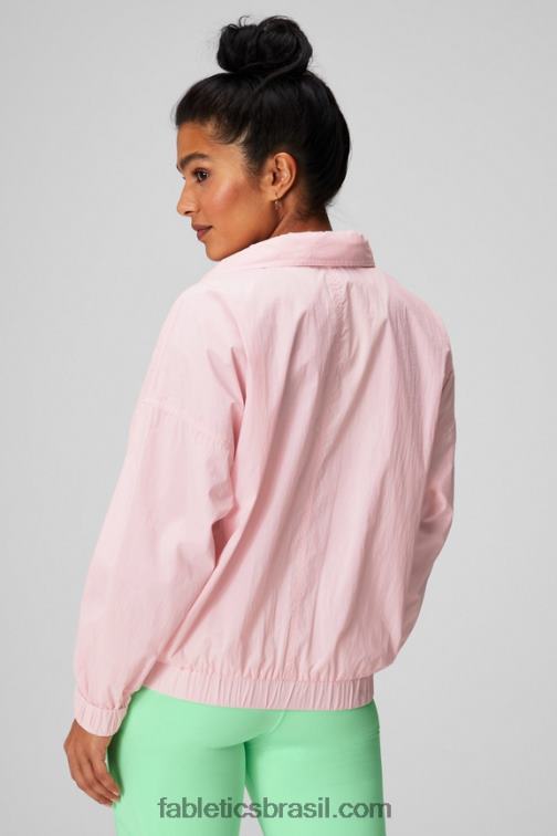 Fabletics rosa suave/branco clássico 420HR2752 jaqueta de trilha de náilon mulheres