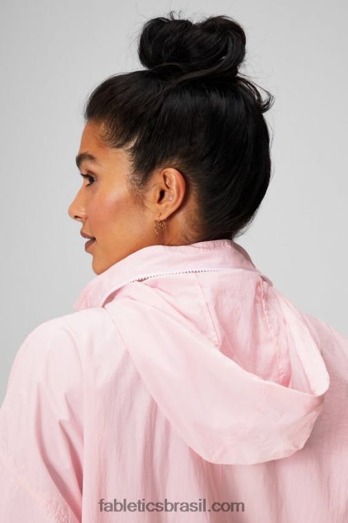 Fabletics rosa suave/branco clássico 420HR2752 jaqueta de trilha de náilon mulheres