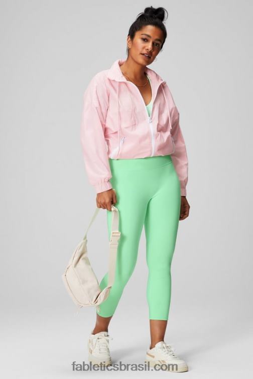 Fabletics rosa suave/branco clássico 420HR2752 jaqueta de trilha de náilon mulheres