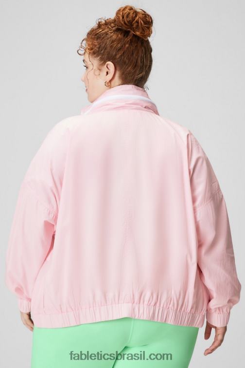 Fabletics rosa suave/branco clássico 420HR2753 jaqueta de trilha de náilon mulheres