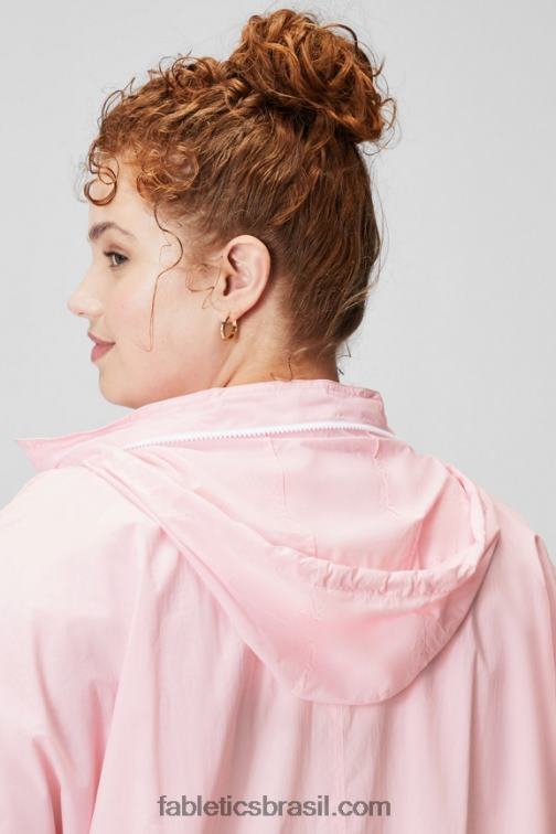 Fabletics rosa suave/branco clássico 420HR2753 jaqueta de trilha de náilon mulheres