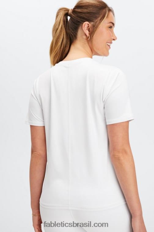 Fabletics Branco brilhante 420HR1981 phoenix lite blusa de manga curta mulheres