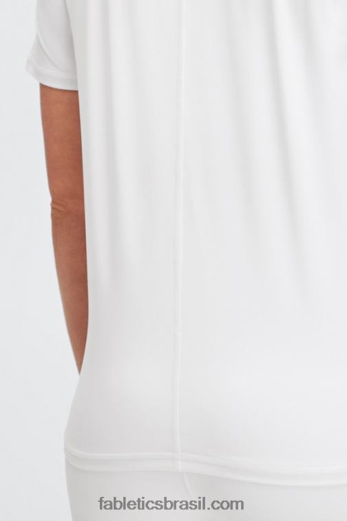 Fabletics Branco brilhante 420HR1981 phoenix lite blusa de manga curta mulheres