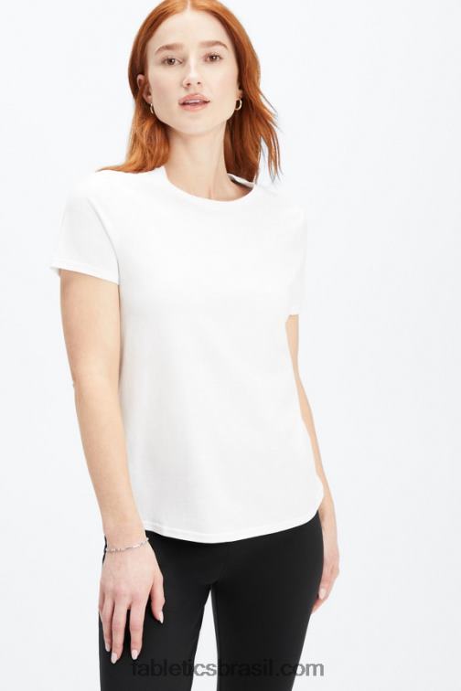 Fabletics Branco brilhante 420HR1994 T-shirt em jersey 100% algodão mulheres