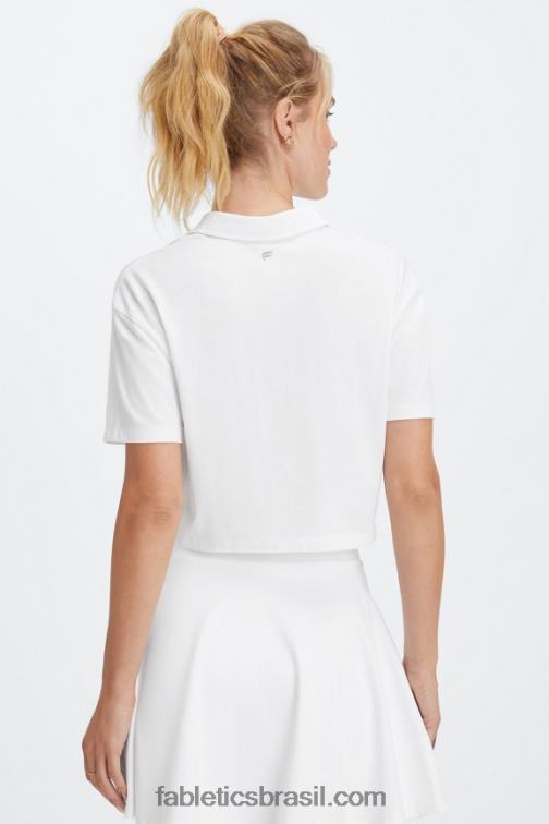 Fabletics Branco brilhante 420HR2001 polo de manga curta boxy mulheres