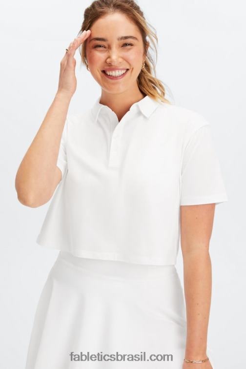Fabletics Branco brilhante 420HR2004 polo de manga curta boxy de tênis universal mulheres