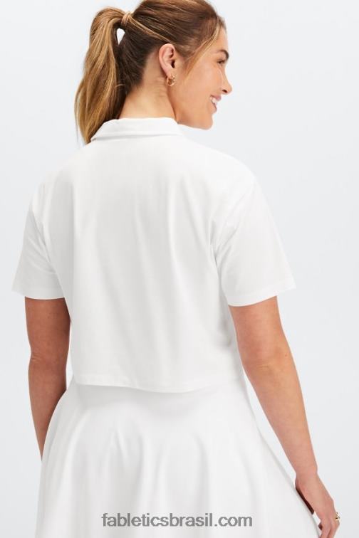 Fabletics Branco brilhante 420HR2004 polo de manga curta boxy de tênis universal mulheres