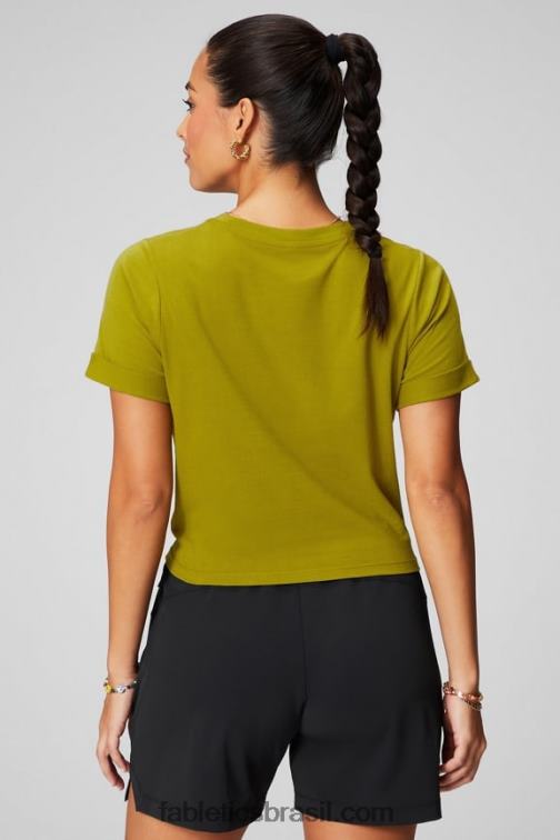 Fabletics Olival 420HR1943 Camiseta 100% algodão com torção frontal mulheres