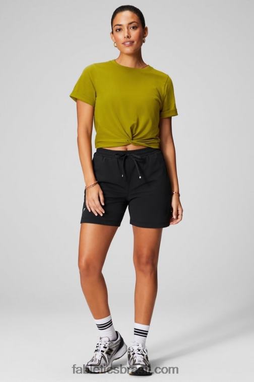 Fabletics Olival 420HR1943 Camiseta 100% algodão com torção frontal mulheres
