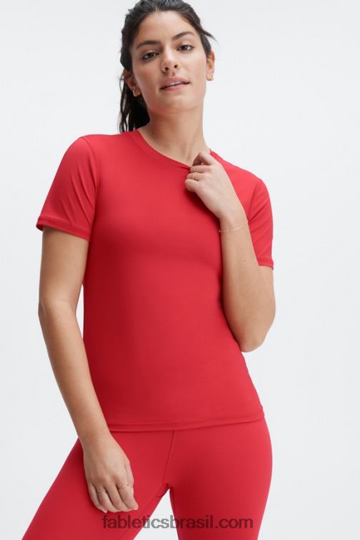 Fabletics alto vermelho 420HR1978 phoenix lite blusa de manga curta mulheres