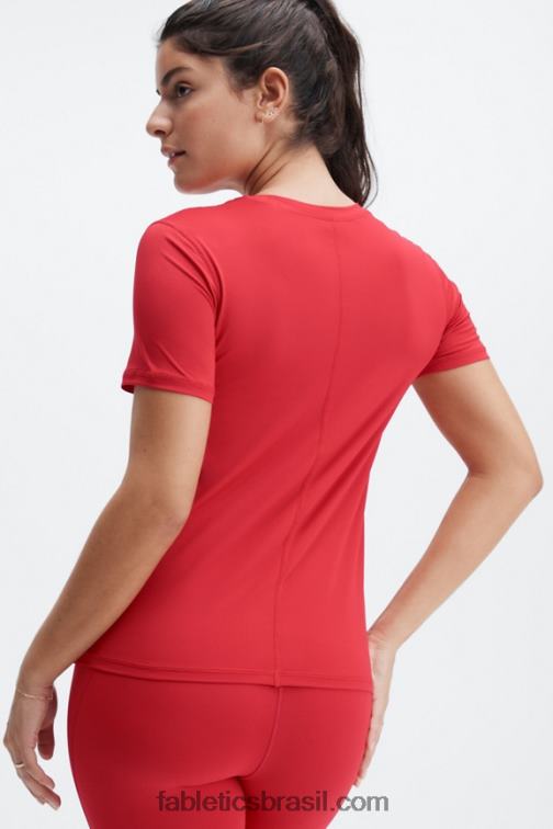 Fabletics alto vermelho 420HR1978 phoenix lite blusa de manga curta mulheres