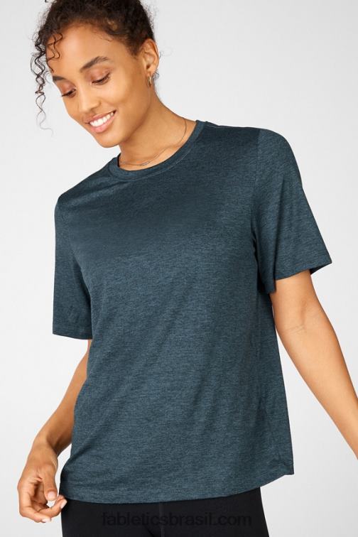 Fabletics azul celeste 420HR2043 camiseta longa dry-flex mulheres