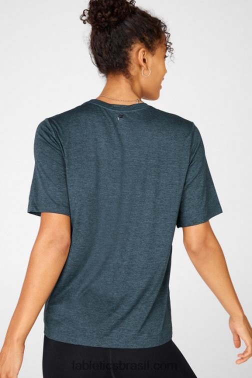 Fabletics azul celeste 420HR2043 camiseta longa dry-flex mulheres