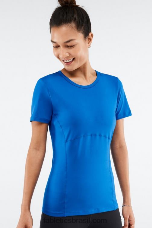 Fabletics azul elétrico 420HR2047 blusa manga curta fênix mulheres