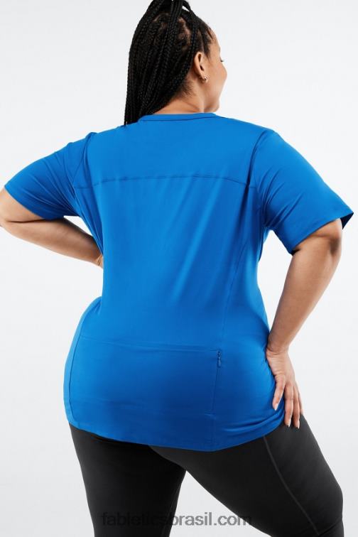 Fabletics azul elétrico 420HR2048 blusa manga curta fênix mulheres