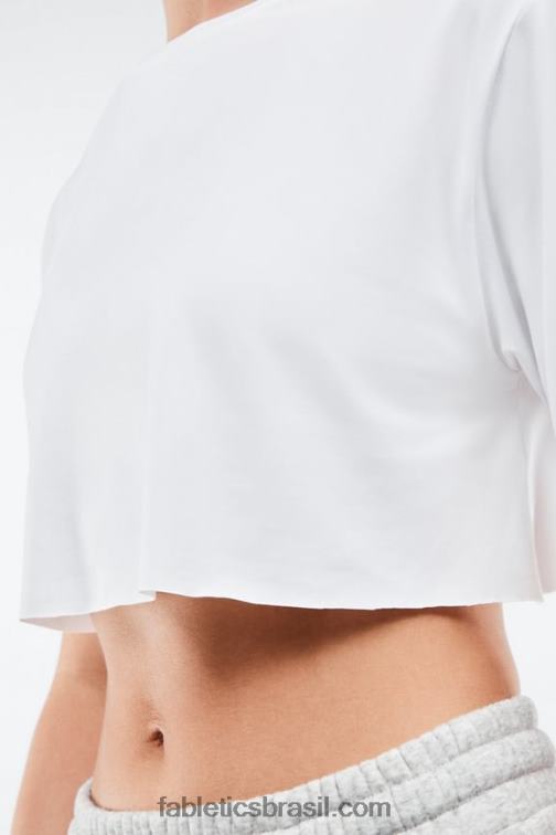 Fabletics branco 420HR1954 camiseta de manga curta ultracropped dry-flex mulheres