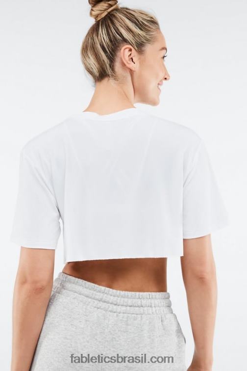 Fabletics branco 420HR1954 camiseta de manga curta ultracropped dry-flex mulheres