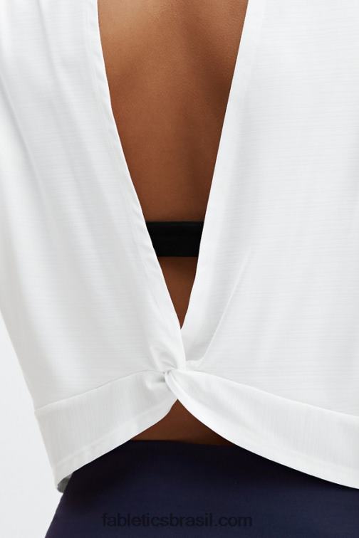 Fabletics branco 420HR2049 camiseta de manga curta com torção nas costas ecologicamente correta mulheres