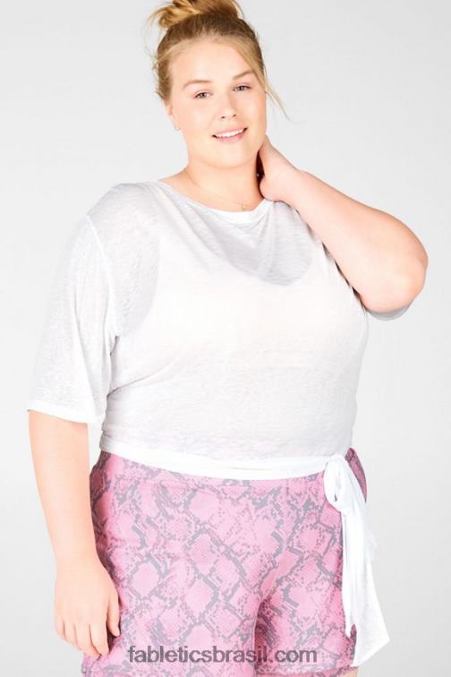 Fabletics branco 420HR2063 camiseta ryan manga curta amarrada mulheres