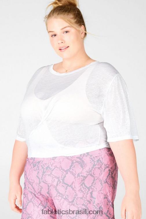 Fabletics branco 420HR2063 camiseta ryan manga curta amarrada mulheres