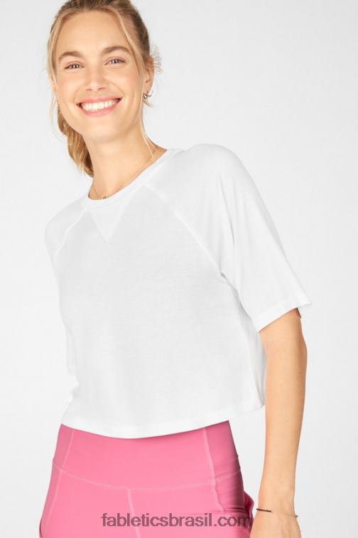 Fabletics branco 420HR2091 camiseta raglan manga curta loveday mulheres